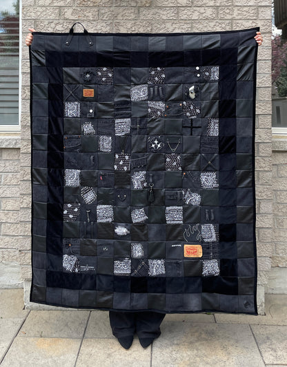 "REVIVE" Denim Leather Velvet Sashiko Quilt