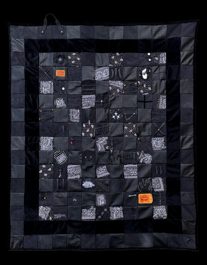 "REVIVE" Denim Leather Velvet Sashiko Quilt