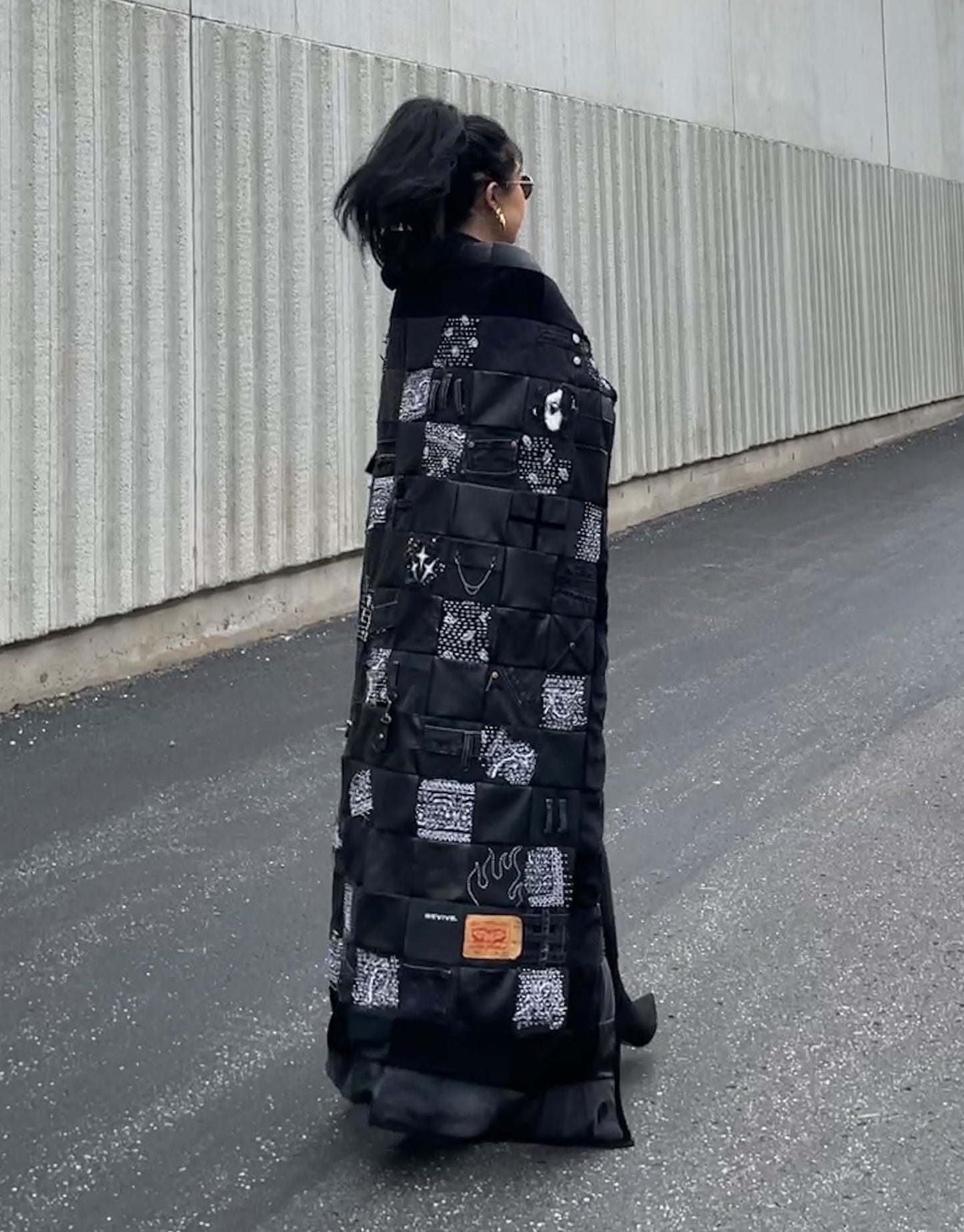 "REVIVE" Denim Leather Velvet Sashiko Quilt