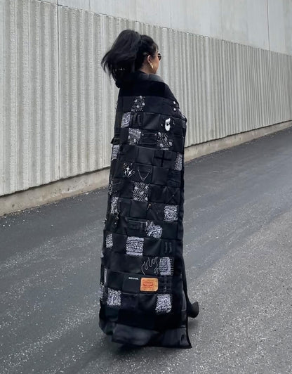 "REVIVE" Denim Leather Velvet Sashiko Quilt