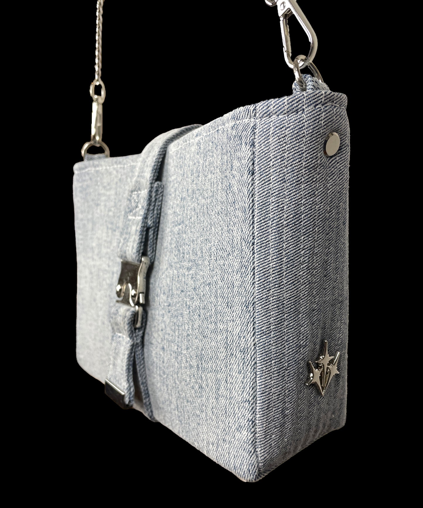 "BUCKLE" Denim Handbag