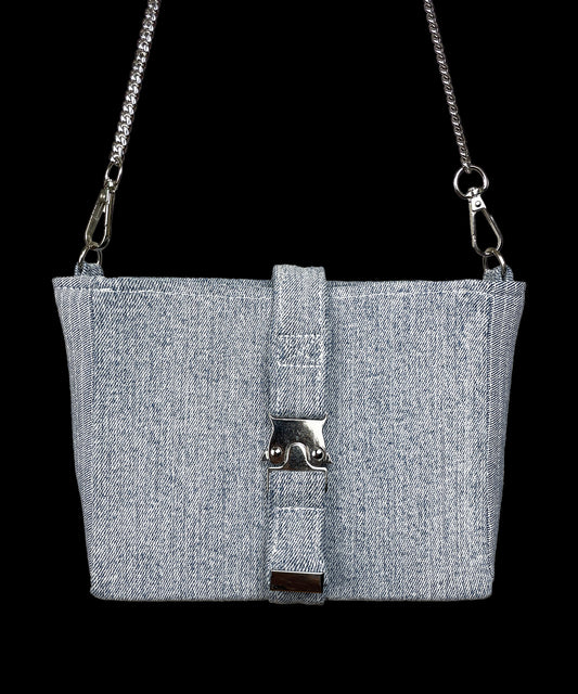 "BUCKLE" Denim Handbag