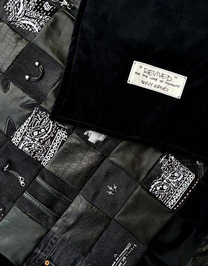 "REVIVE" Denim Leather Velvet Sashiko Quilt