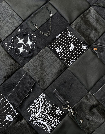 "REVIVE" Denim Leather Velvet Sashiko Quilt