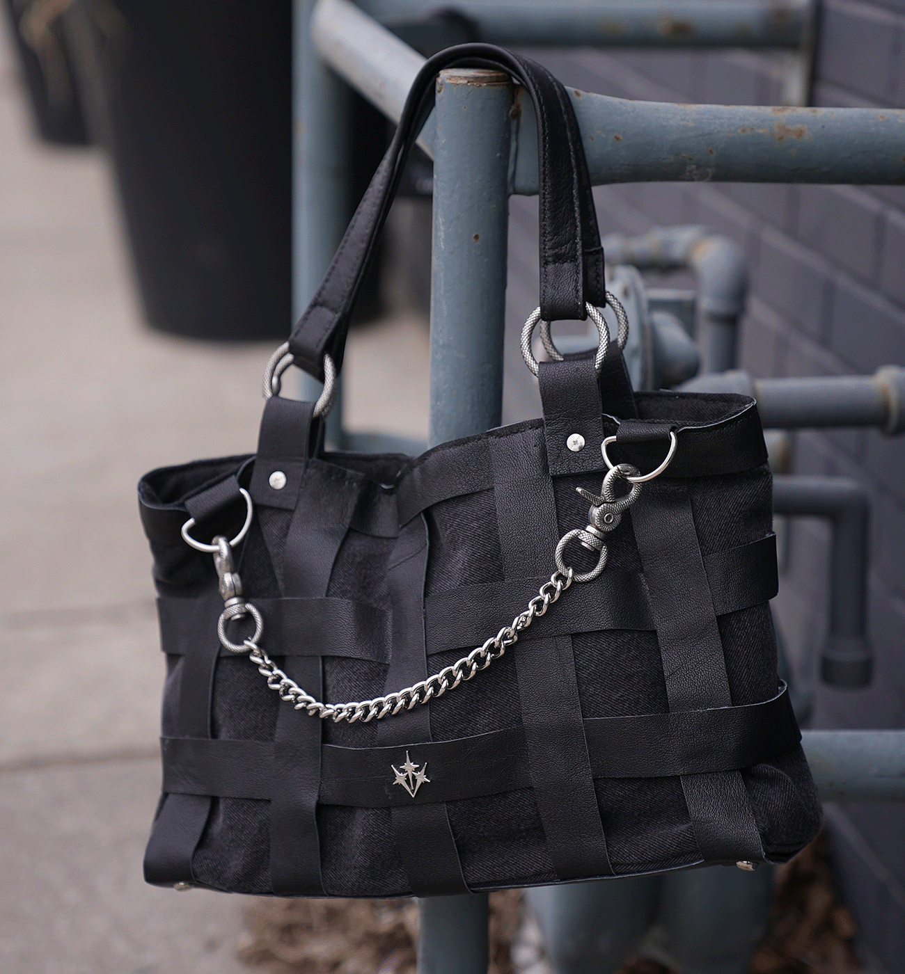 "DARK SHADOW" OUROBOROS WEAVED TOTE BAG