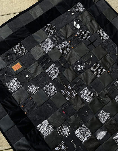 "REVIVE" Denim Leather Velvet Sashiko Quilt