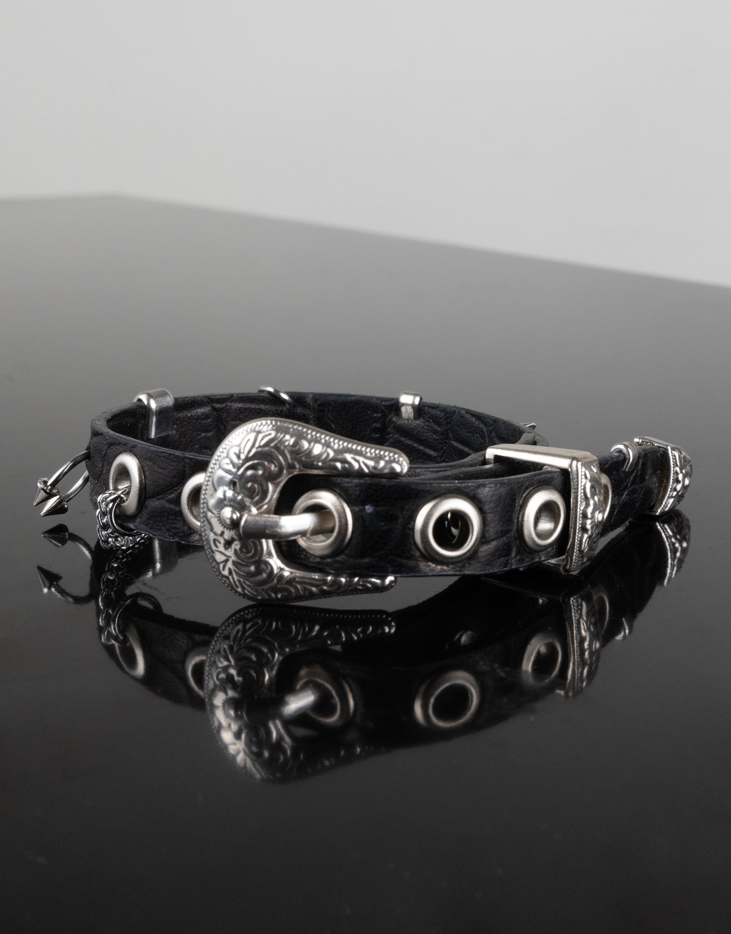 "EMBOSSED BLACK" Belt Bracelet