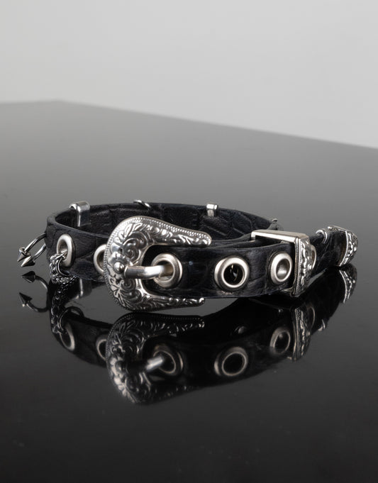 "EMBOSSED BLACK" BELT 02 BRACELET