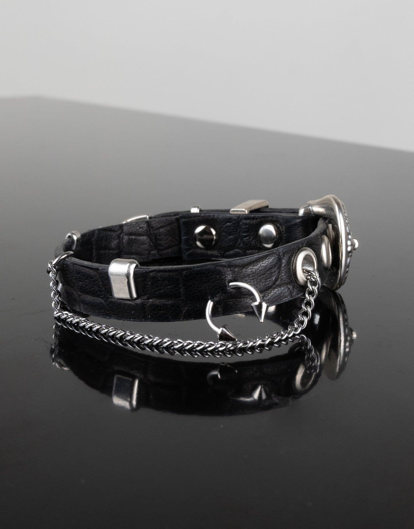 "EMBOSSED BLACK" Belt Bracelet