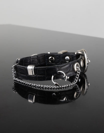 "EMBOSSED BLACK" Belt Bracelet